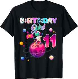 11th Birthday 11 Years Old Astronaut Space Galaxy Girl T-Shirt