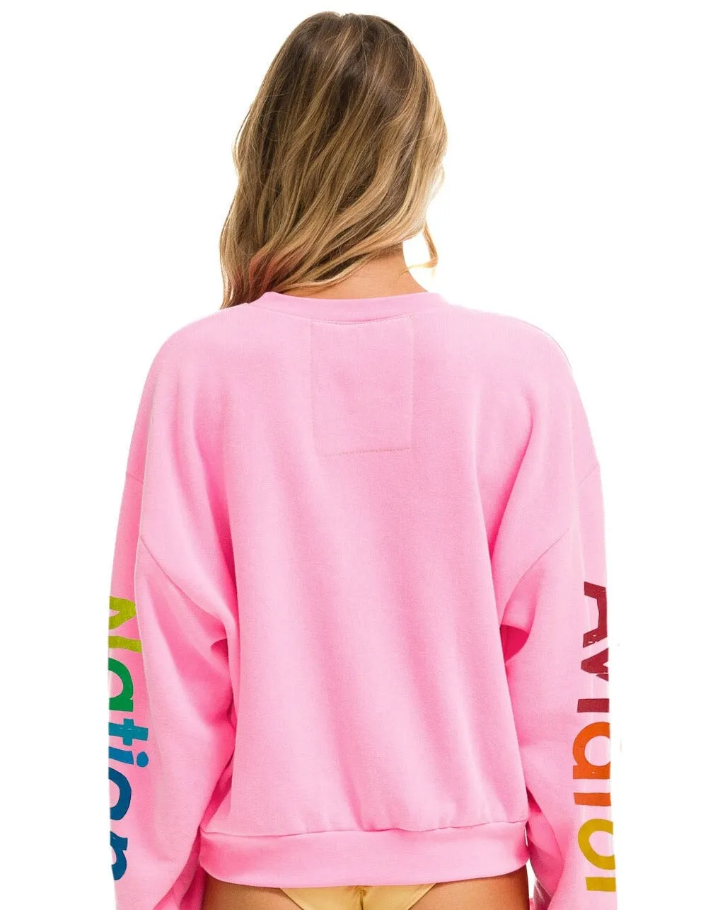 AVIATOR NATION RELAXED CREW SWEATSHIRT - NEON PINK