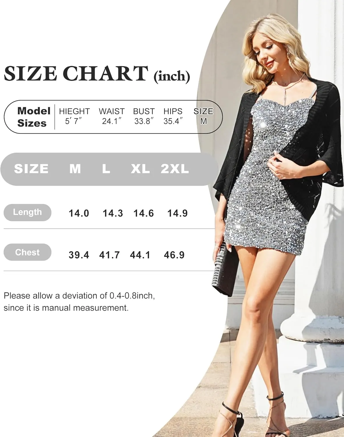 Bebonnie Women's Batwing Sleeve Open Front Cardigan Shrugs Crochet Hollow Out Sweaters for Dresses
