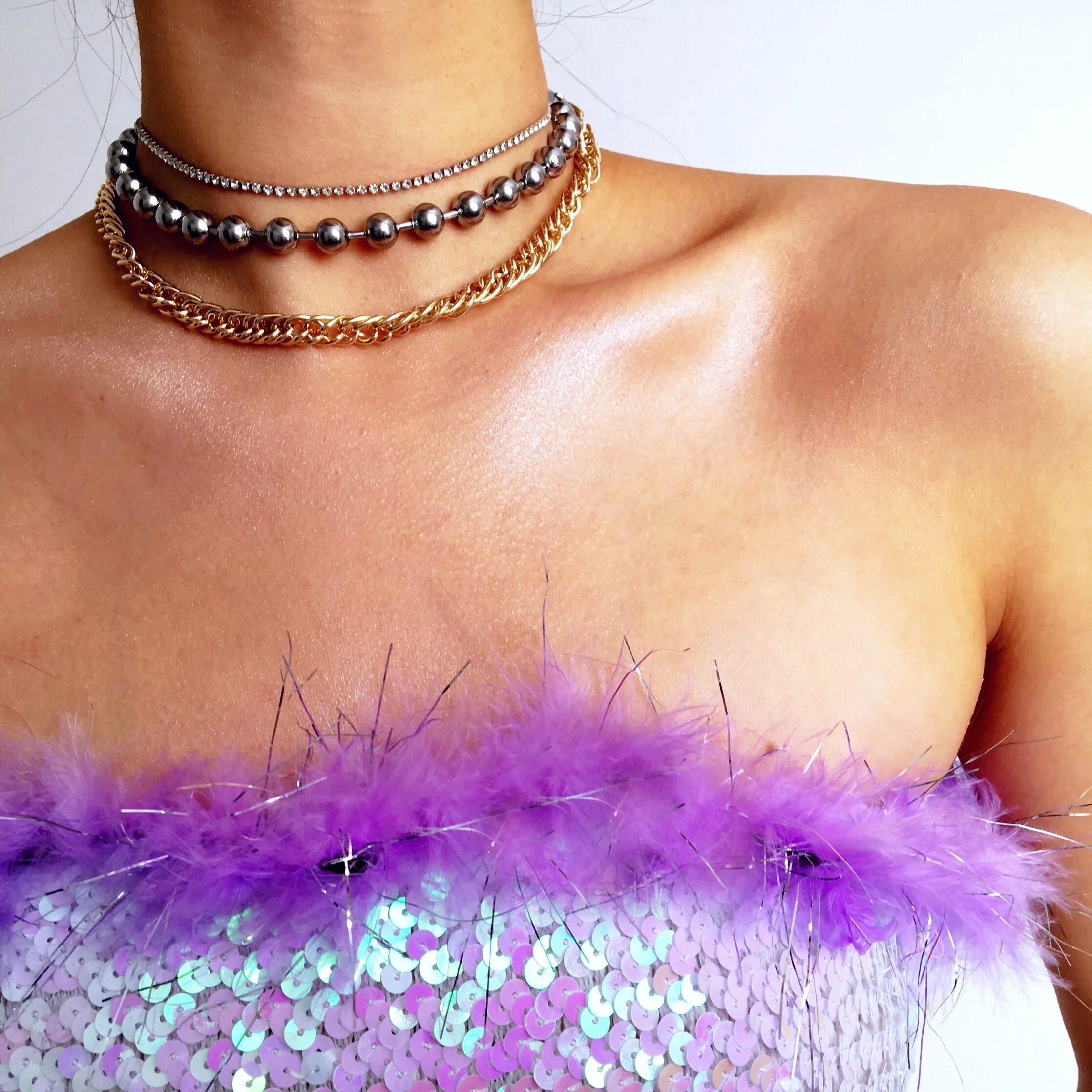 BRIA SEQUINS STRETCHY TUBE TOP