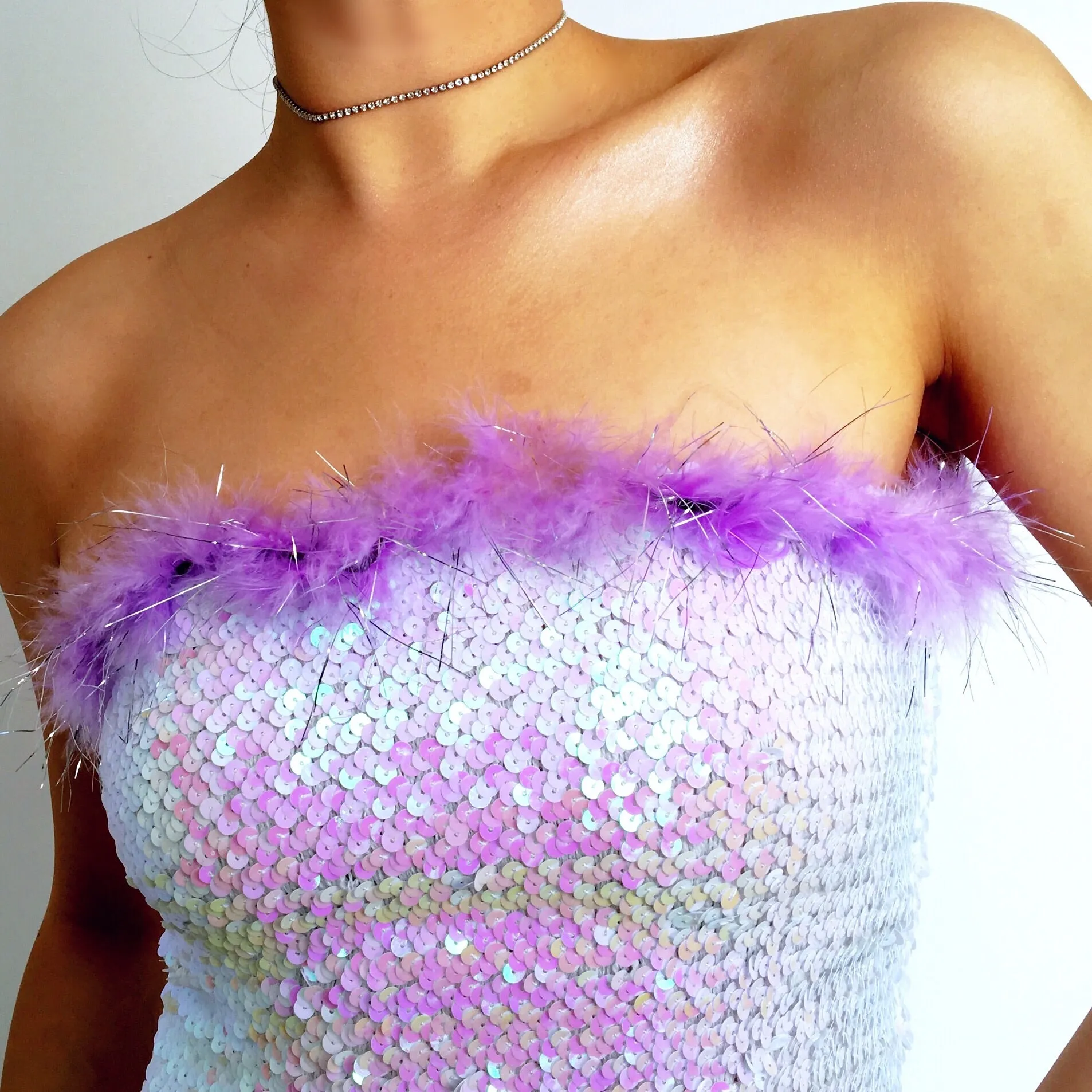 BRIA SEQUINS STRETCHY TUBE TOP