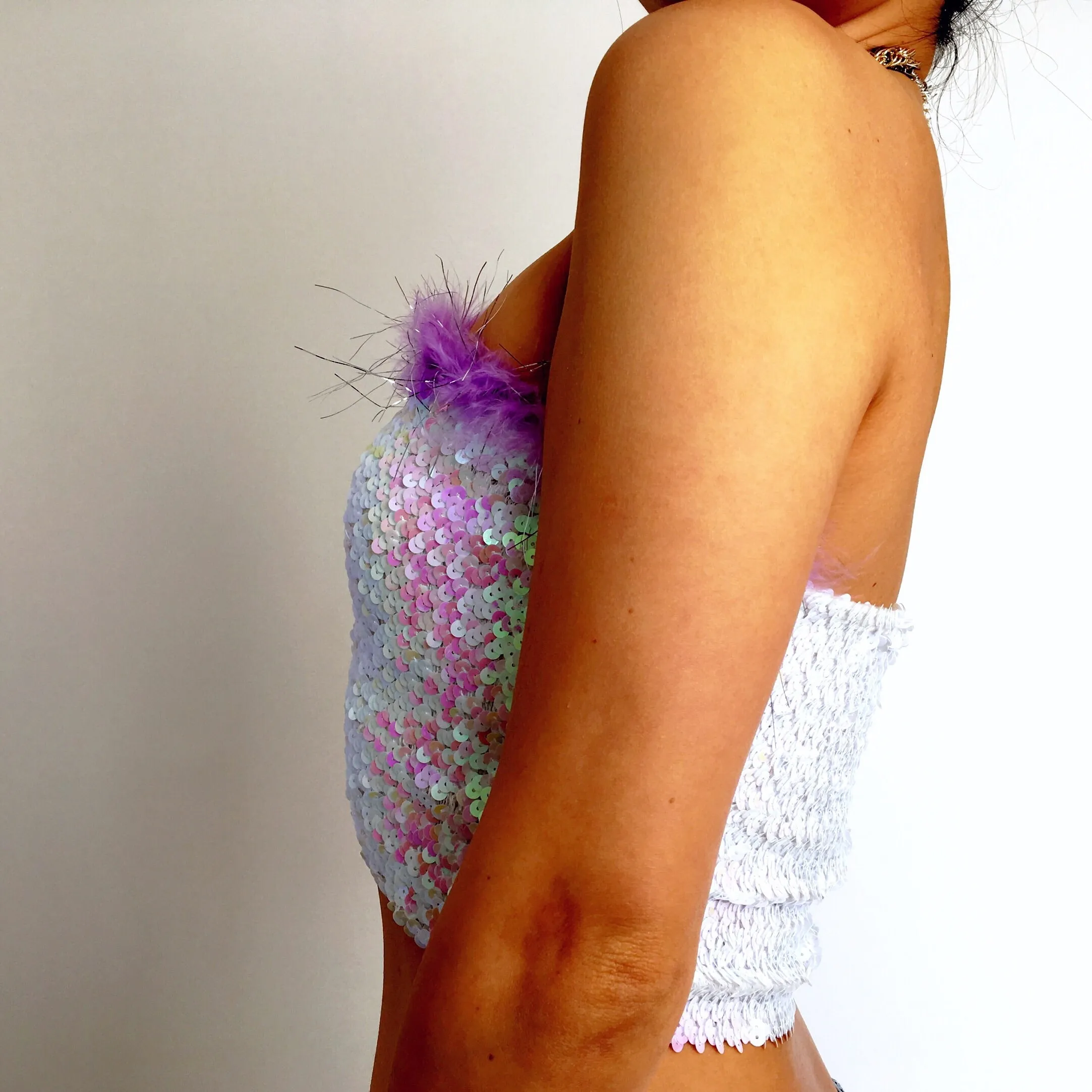 BRIA SEQUINS STRETCHY TUBE TOP