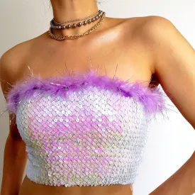 BRIA SEQUINS STRETCHY TUBE TOP
