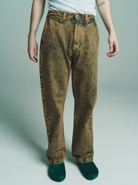 Brown Marble Dyed Denim Trousers