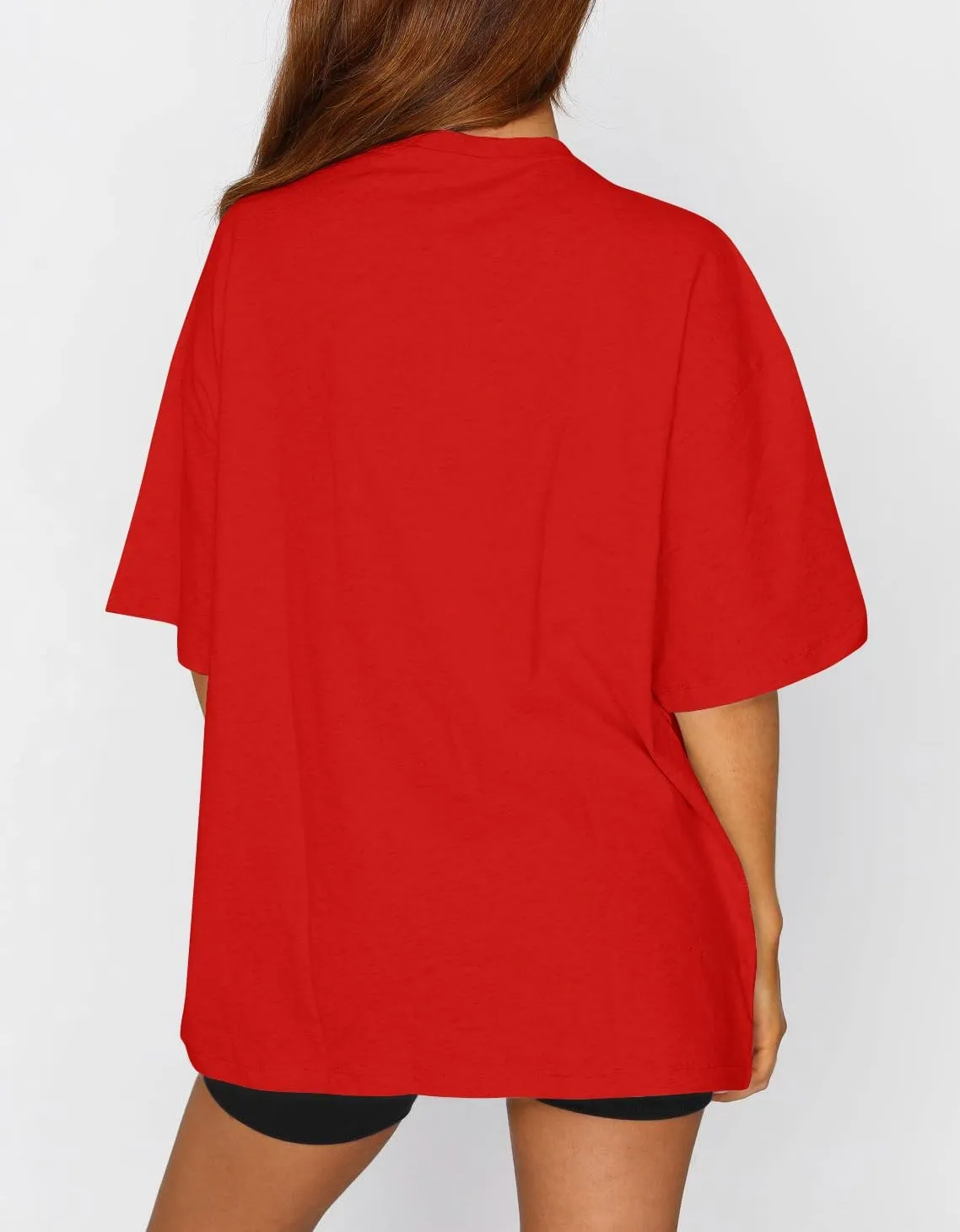 Dressmine Womens USA Oversized T-Shirts Summer Round Neck Short Sleeve Shirts Cute Print Graphic Tees