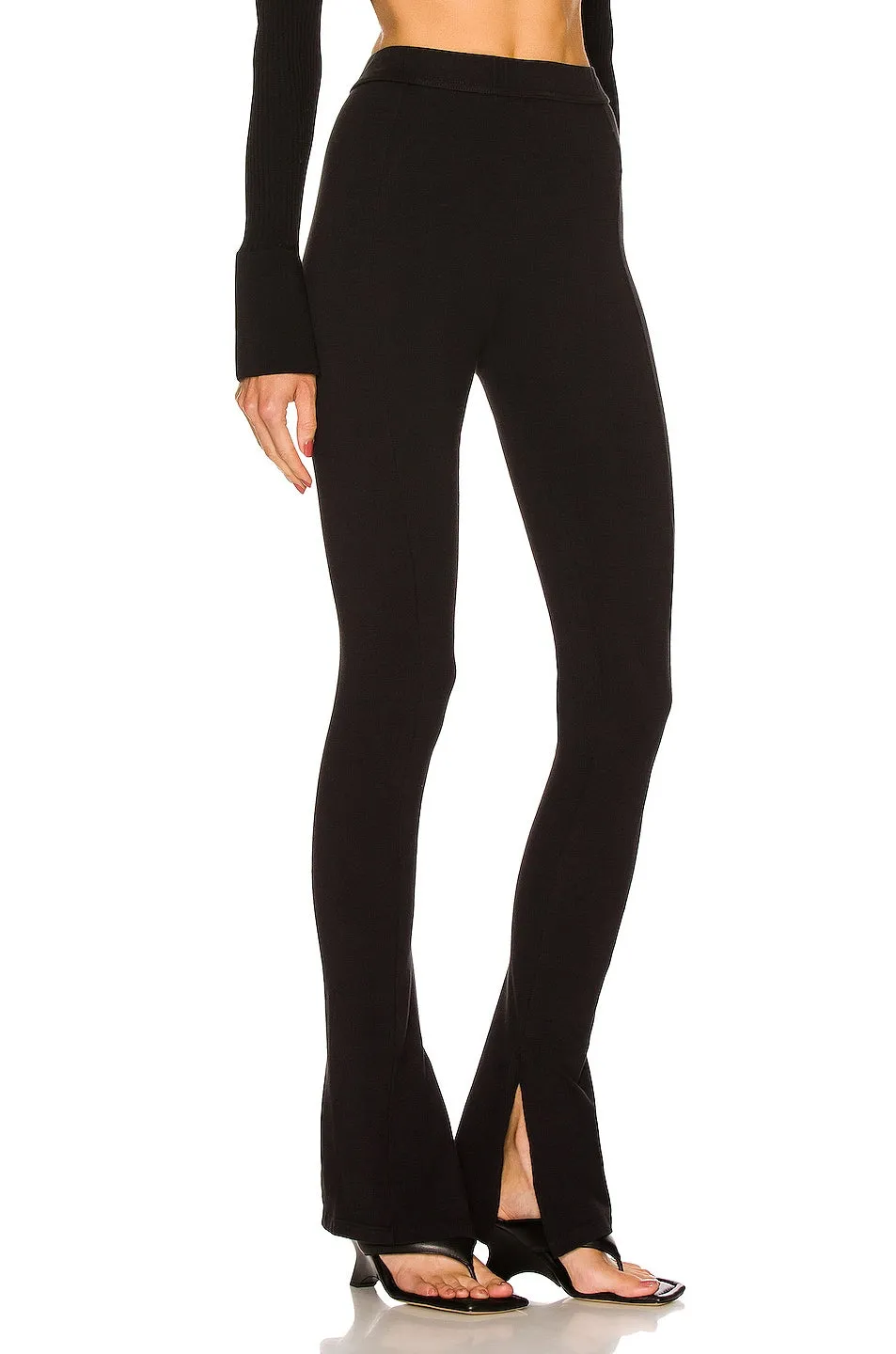 Eb Denim Split Hem Leggings, black
