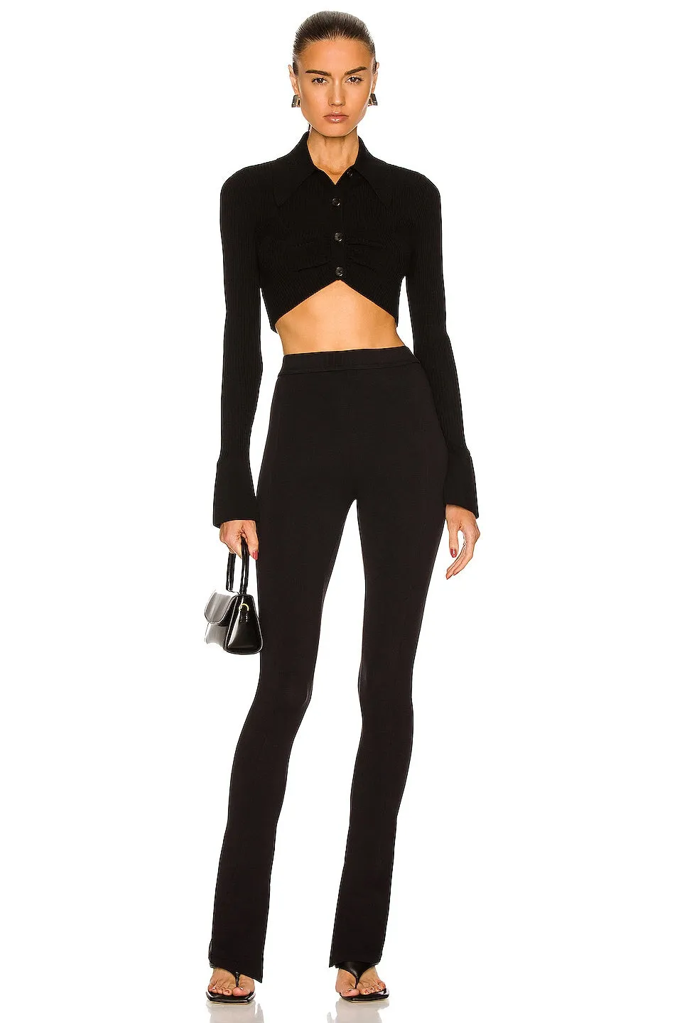 Eb Denim Split Hem Leggings, black