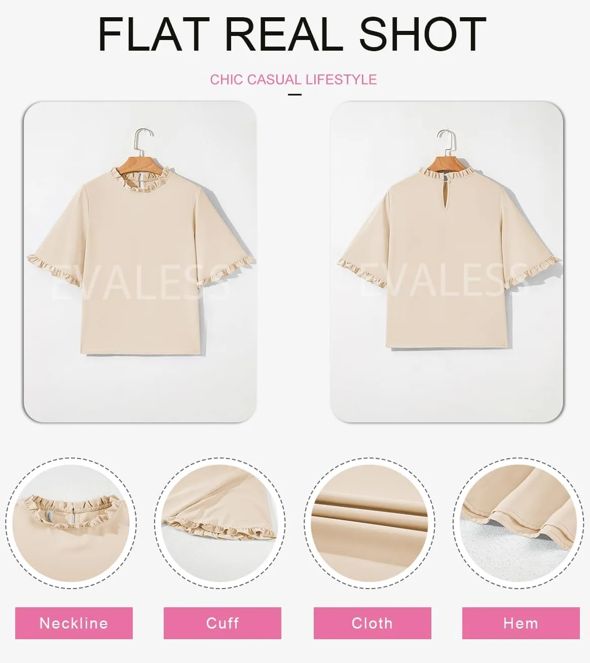EVALESS Womens Half Sleeve Tops Cute Chiffon Blouses Summer Lightweight Ruffle Sleeeve Shirts Loose Fit Daily Wear 2025