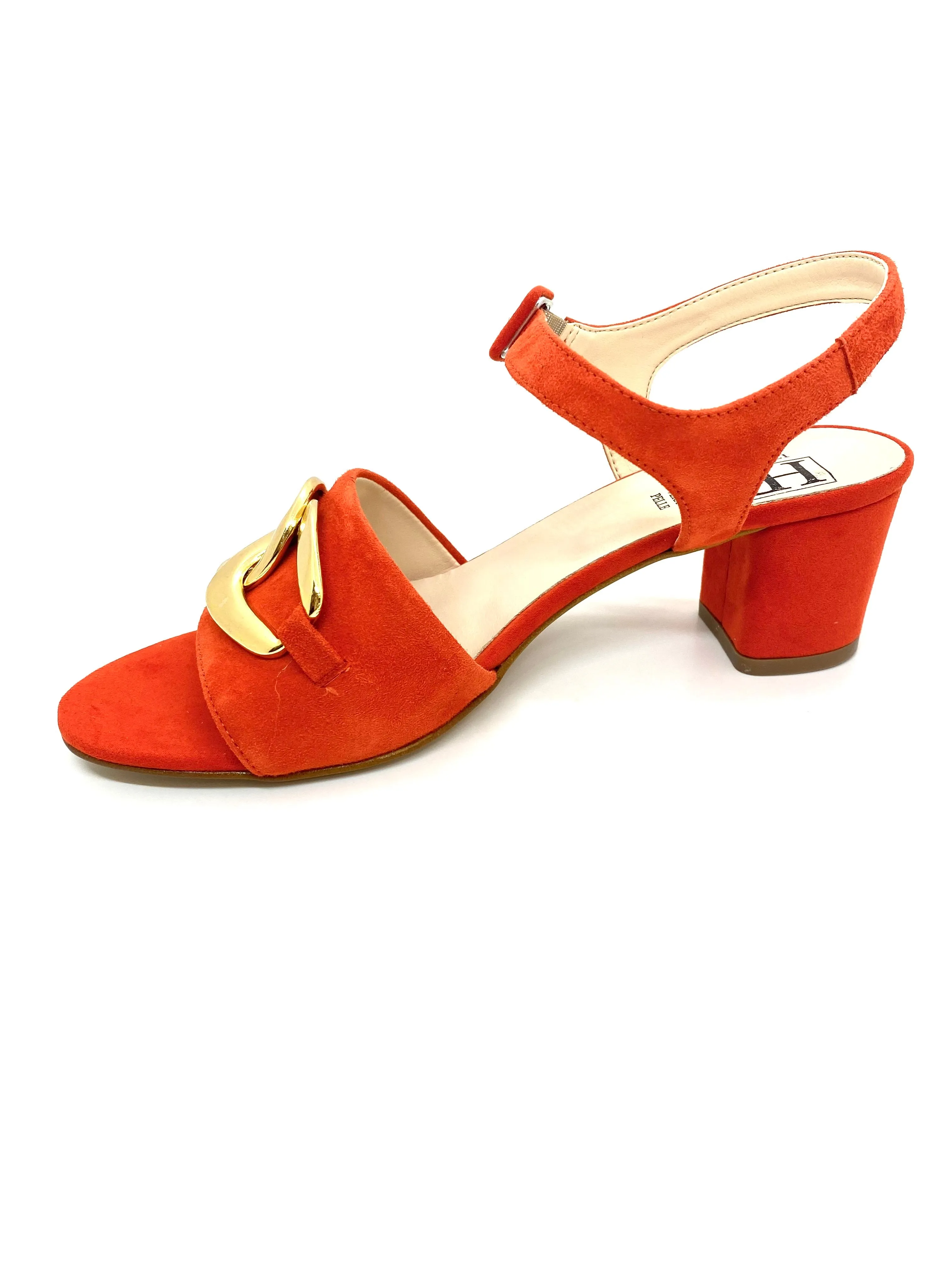 HB Ladies Block Heel Sandal Gold trim