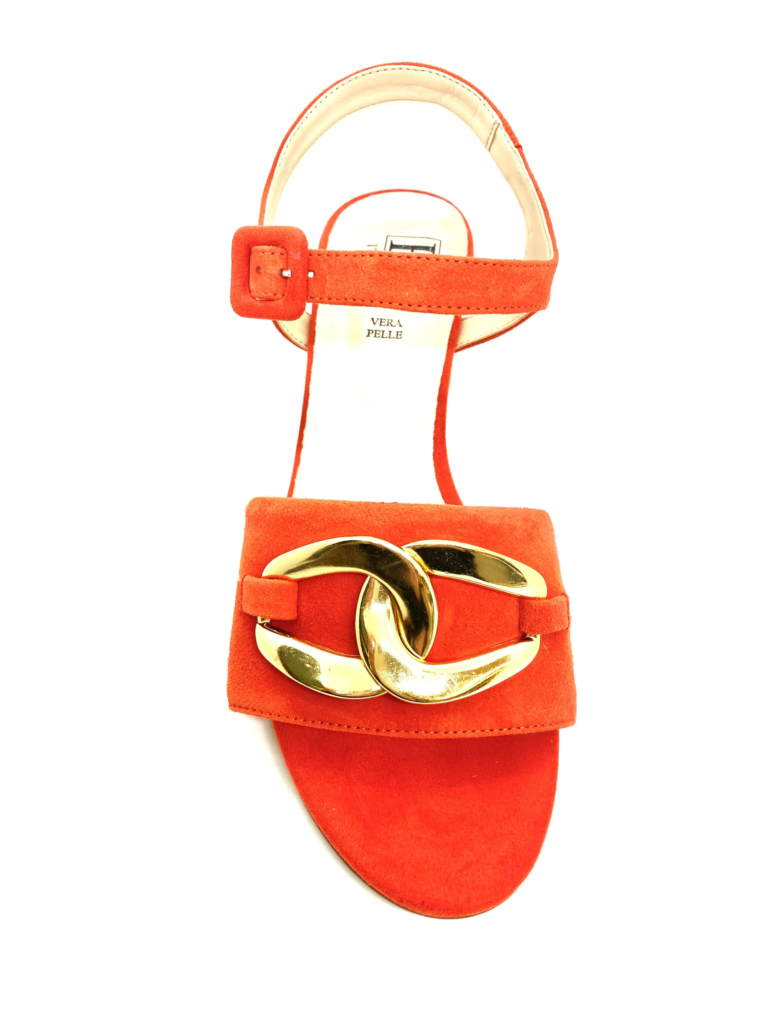 HB Ladies Block Heel Sandal Gold trim