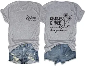 Inspirational Teacher Shirts Women Teacher Kindness Positive Message Tshirt Dandelion Graphic Summer Tee Tops