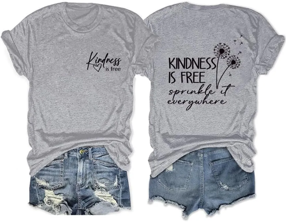 Inspirational Teacher Shirts Women Teacher Kindness Positive Message Tshirt Dandelion Graphic Summer Tee Tops