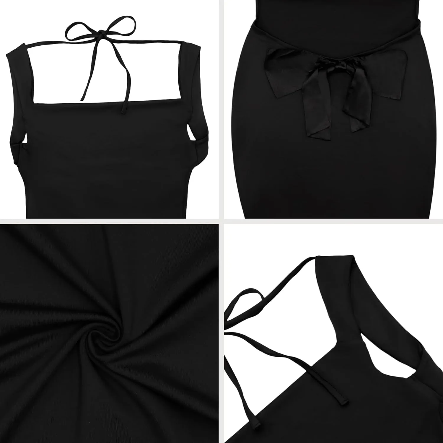 JUMISEE Women's Sexy Backless Mini Dress with Satin Bow Elegant Cowl Neck Wedding Guest Dress Cocktail Party Dresses