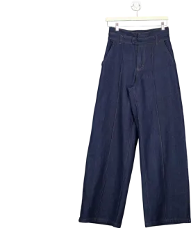 Karen Millen Blue Denim Waistband Detail Wide Leg Trousers UK 6