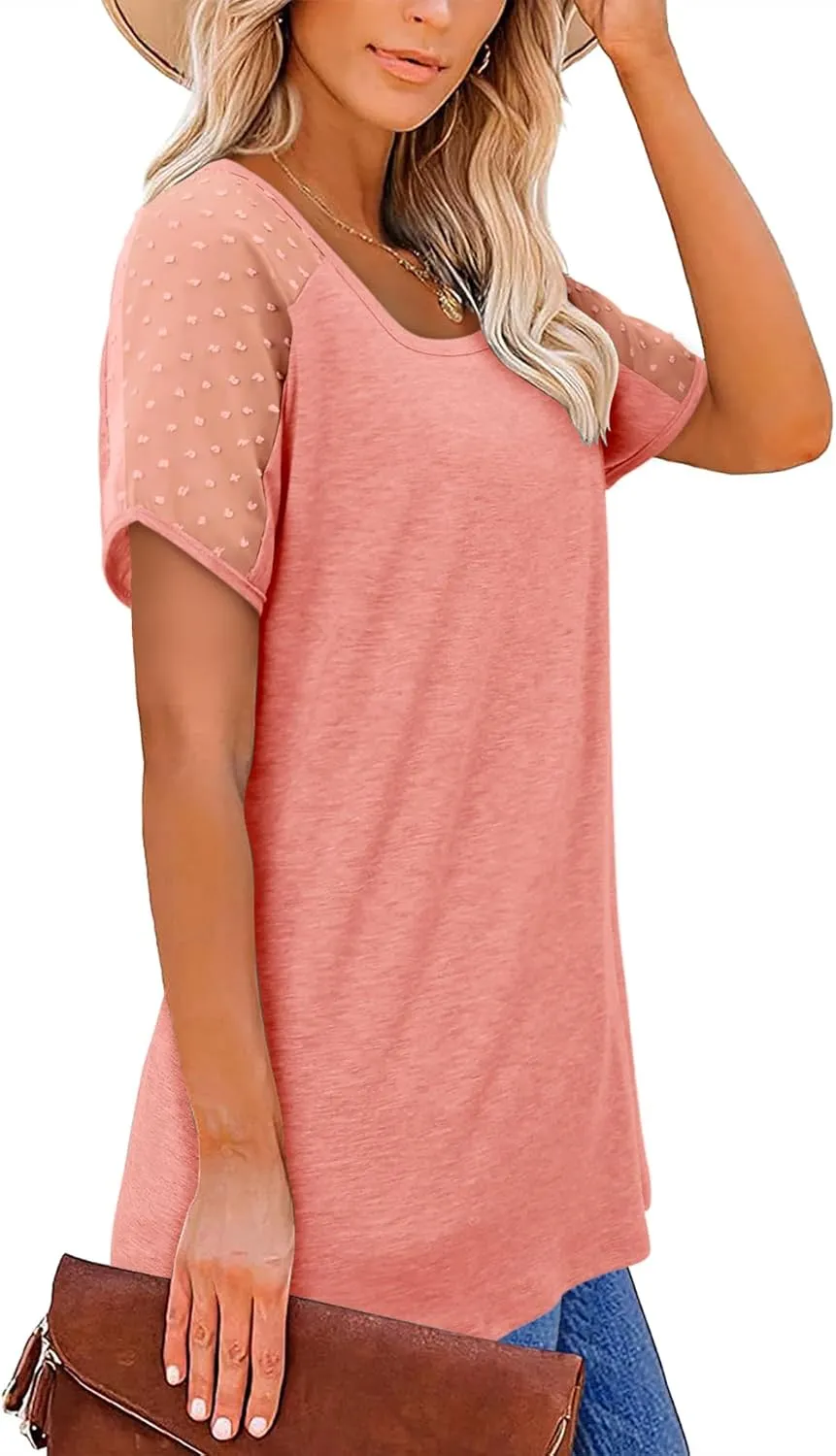 Magritta Women Mesh Sleeves Casual T-Shirts Summer Fashion See Through Blouses Tee S-3XL