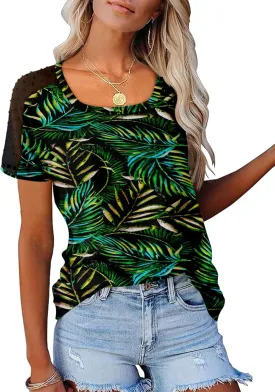 Magritta Women Mesh Sleeves Casual T-Shirts Summer Fashion See Through Blouses Tee S-3XL