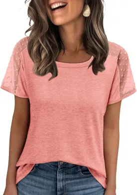 Magritta Women Mesh Sleeves Casual T-Shirts Summer Fashion See Through Blouses Tee S-3XL