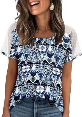 Magritta Women Mesh Sleeves Casual T-Shirts Summer Fashion See Through Blouses Tee S-3XL