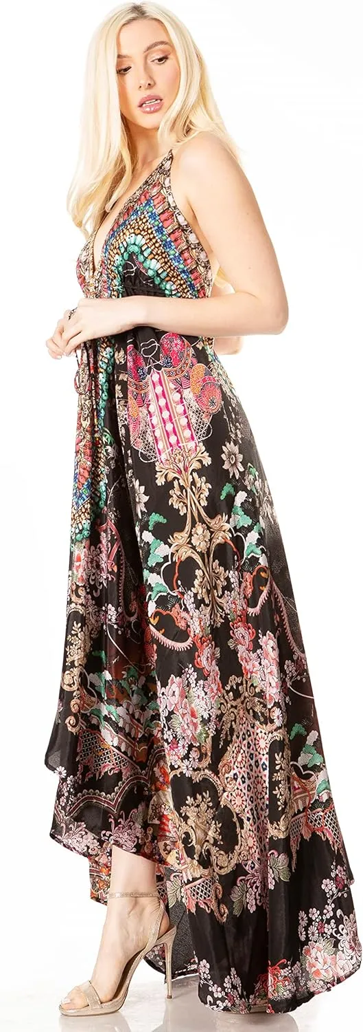 Sakkas Lizi 2 Women's Maxi High-Low Halter Handkerchief Dress Beach Party Vacation