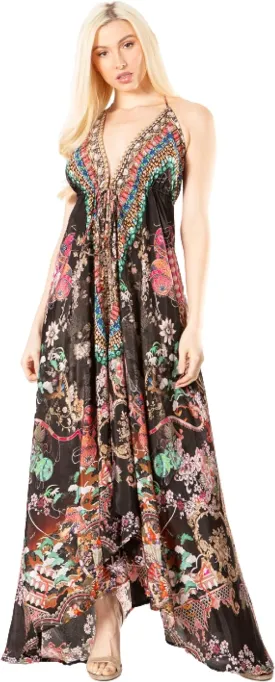 Sakkas Lizi 2 Women's Maxi High-Low Halter Handkerchief Dress Beach Party Vacation