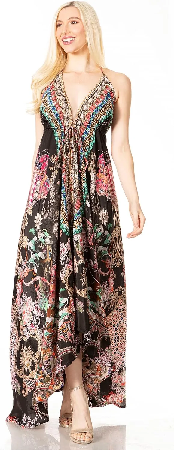 Sakkas Lizi 2 Women's Maxi High-Low Halter Handkerchief Dress Beach Party Vacation