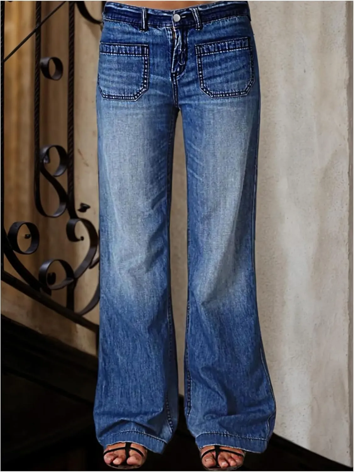 SOLY HUX Women's Retro Jeans High Waisted Straight Leg Denim Pants Trousers with Pockets