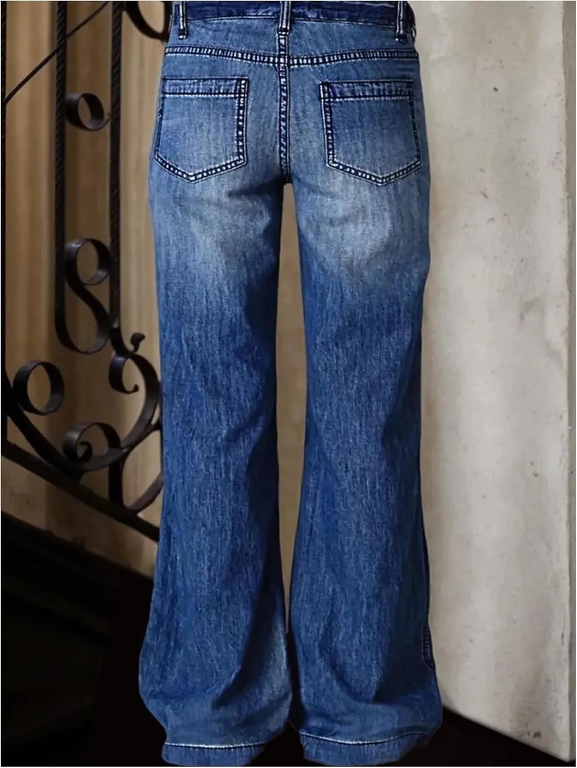 SOLY HUX Women's Retro Jeans High Waisted Straight Leg Denim Pants Trousers with Pockets
