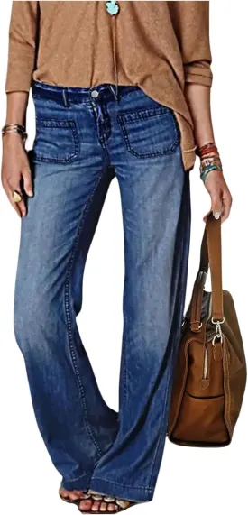 SOLY HUX Women's Retro Jeans High Waisted Straight Leg Denim Pants Trousers with Pockets