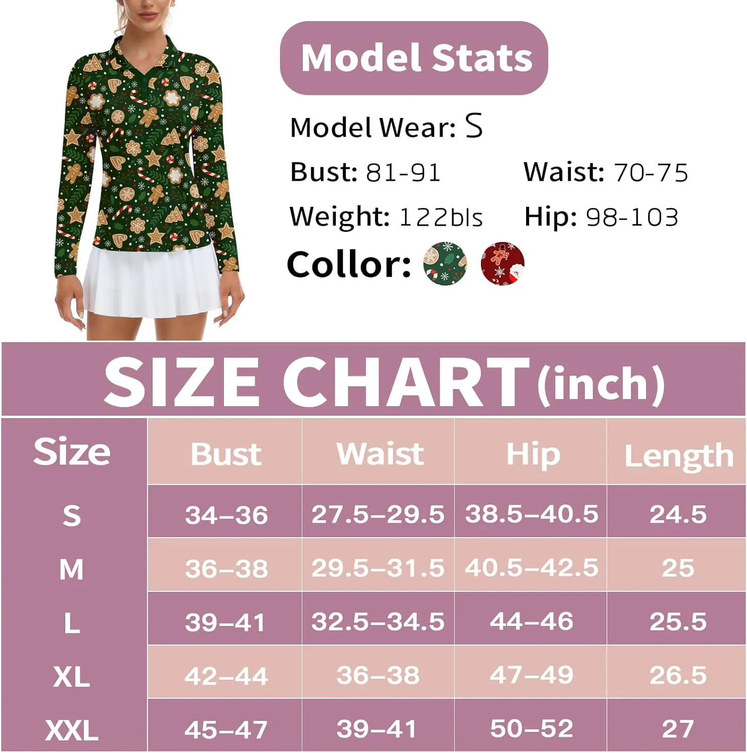 Soneven Women's Golf Polo Shirts - Moisture Wicking Long Sleeve Collared V-Neck