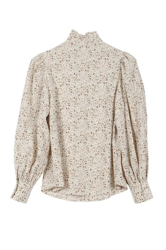 Stella Stand collar floral frill blouse