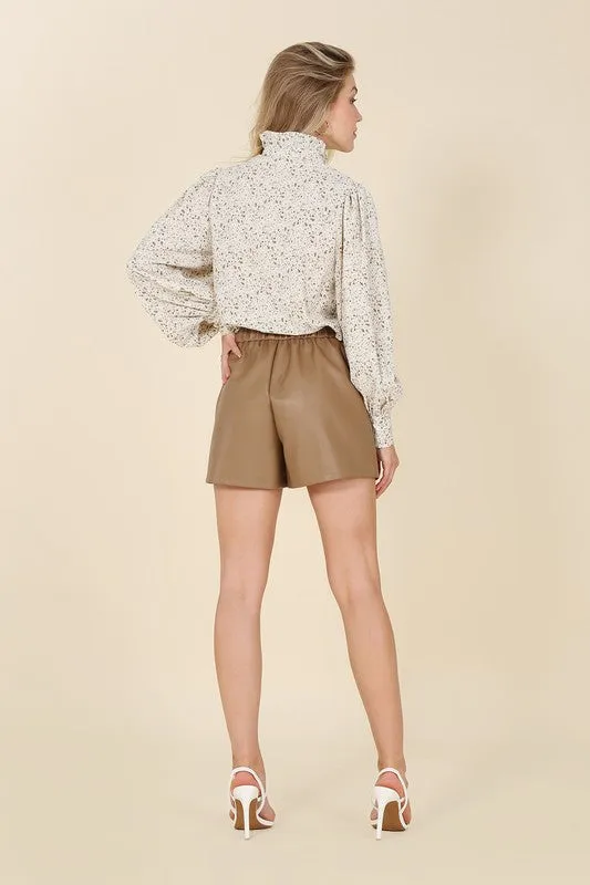 Stella Stand collar floral frill blouse