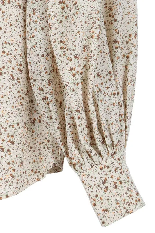 Stella Stand collar floral frill blouse