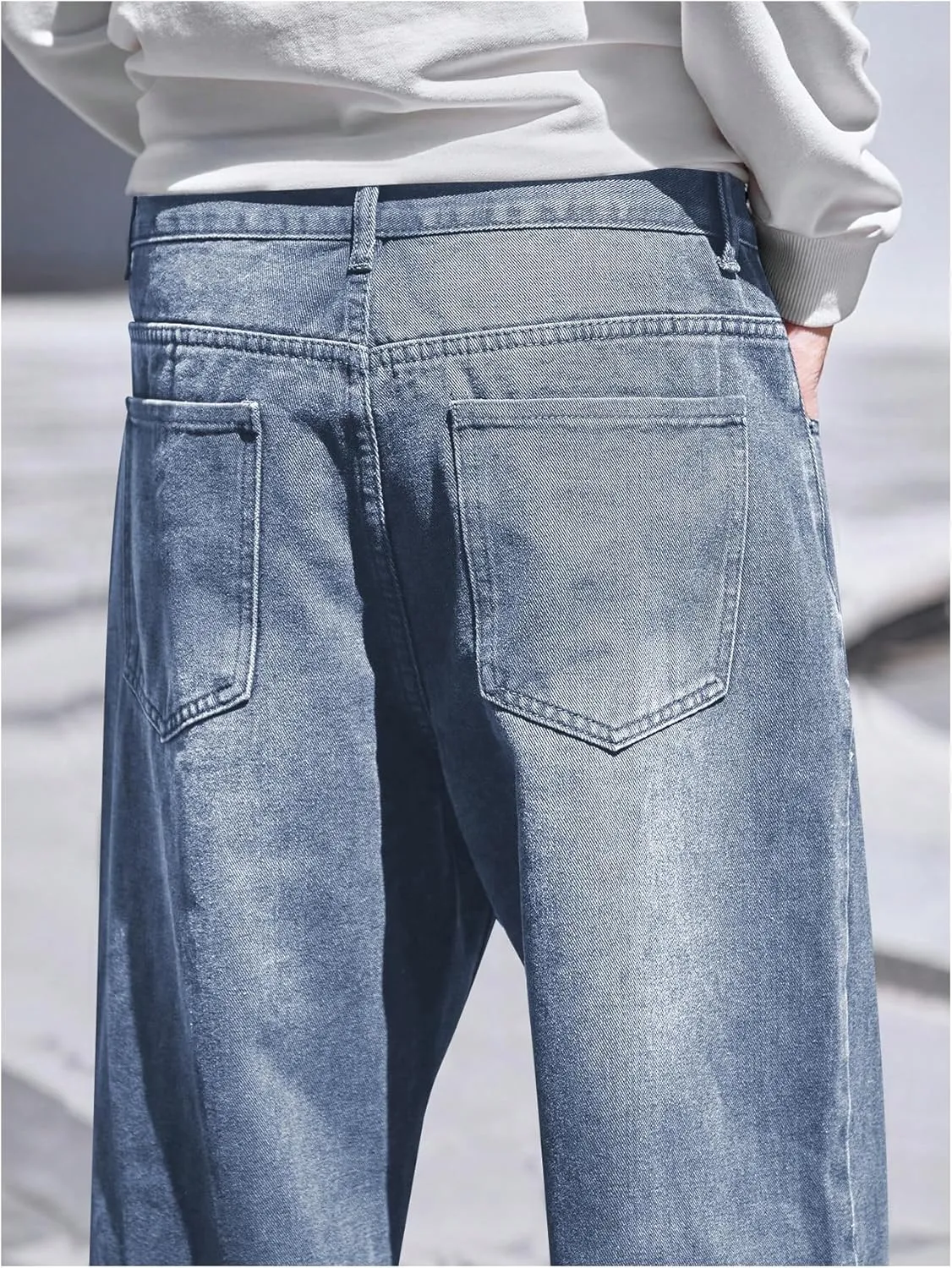 Verdusa Men's High Waist Loose Jeans Baggy Straight Leg Denim Pants Trousers