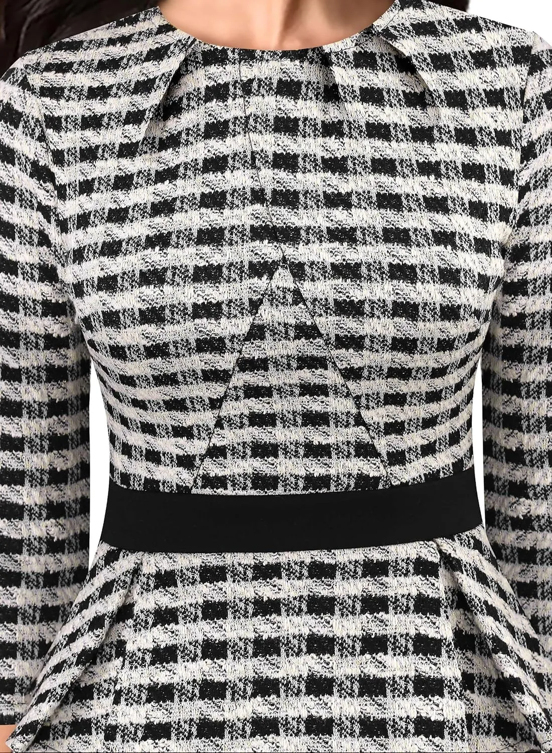 VFSHOW Womens Pleated Crew Neck Peplum Work Business Office Bodycon Pencil Sheath Dress