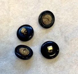 Vintage Brass Coloured  "Knot" Shank Plastic Buttons  4 x 14mm