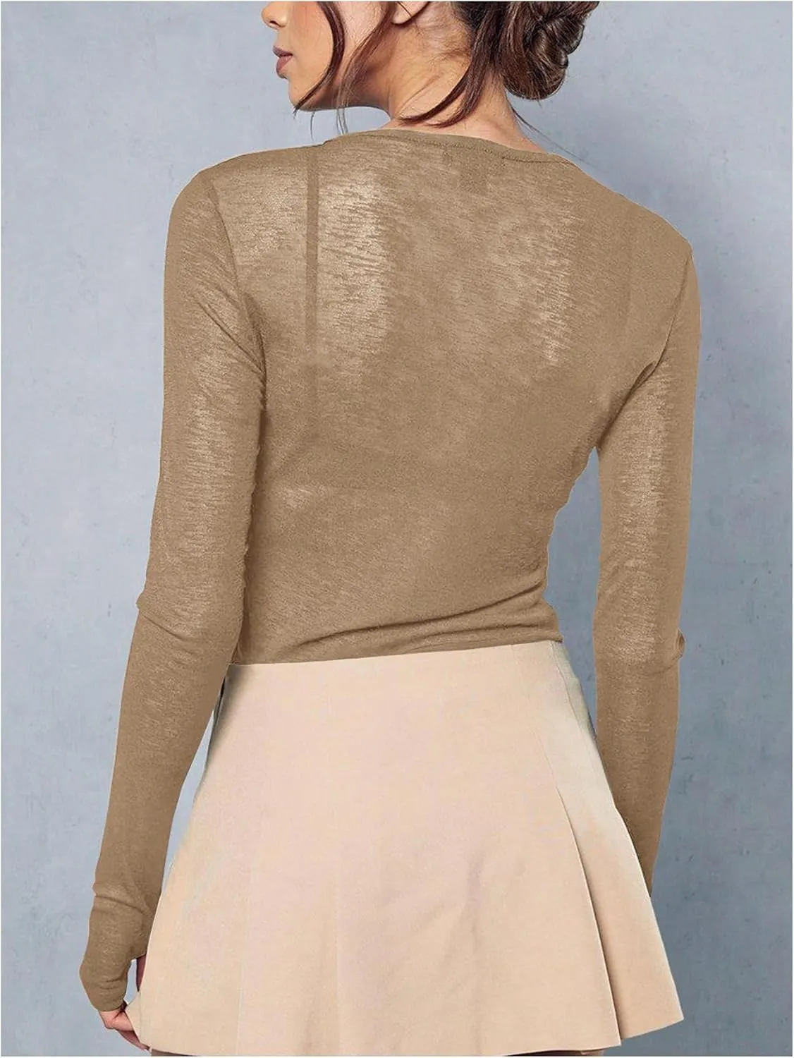 Women's Sheer Mesh Long Sleeve T Shirts Boat Neck Slim Fit Tee Tops Going Out See Through Shirts