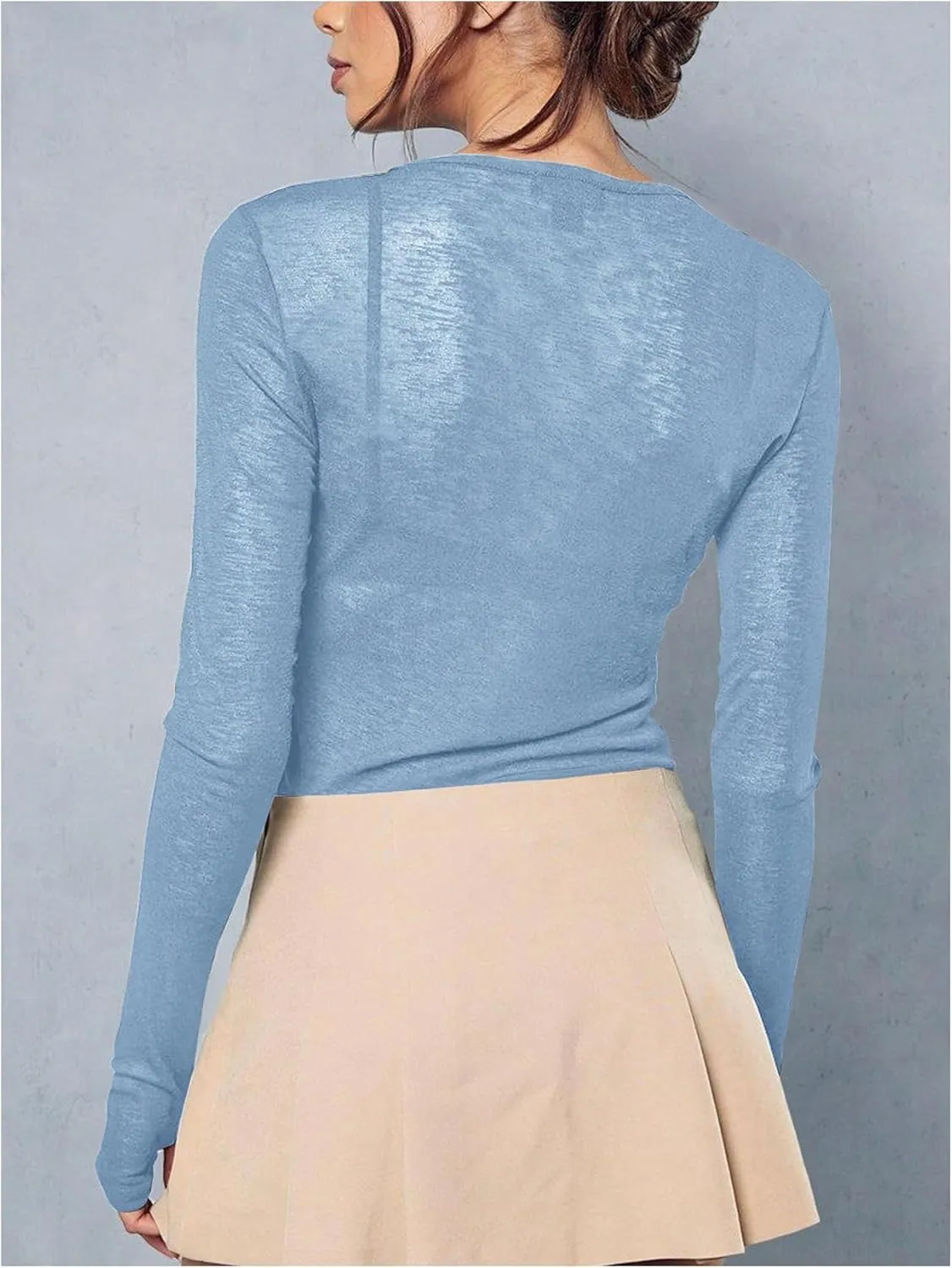 Women's Sheer Mesh Long Sleeve T Shirts Boat Neck Slim Fit Tee Tops Going Out See Through Shirts